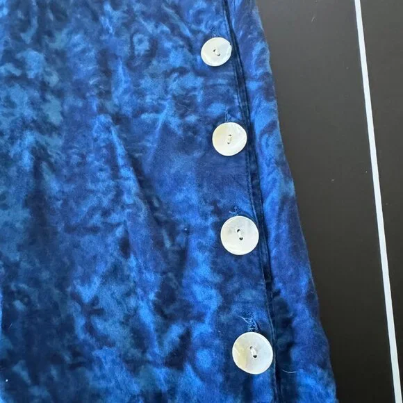 La Cera Blue Floral Rayon Sleeveless Dress Size S Boho Summer Midi - Picture 3 of 8